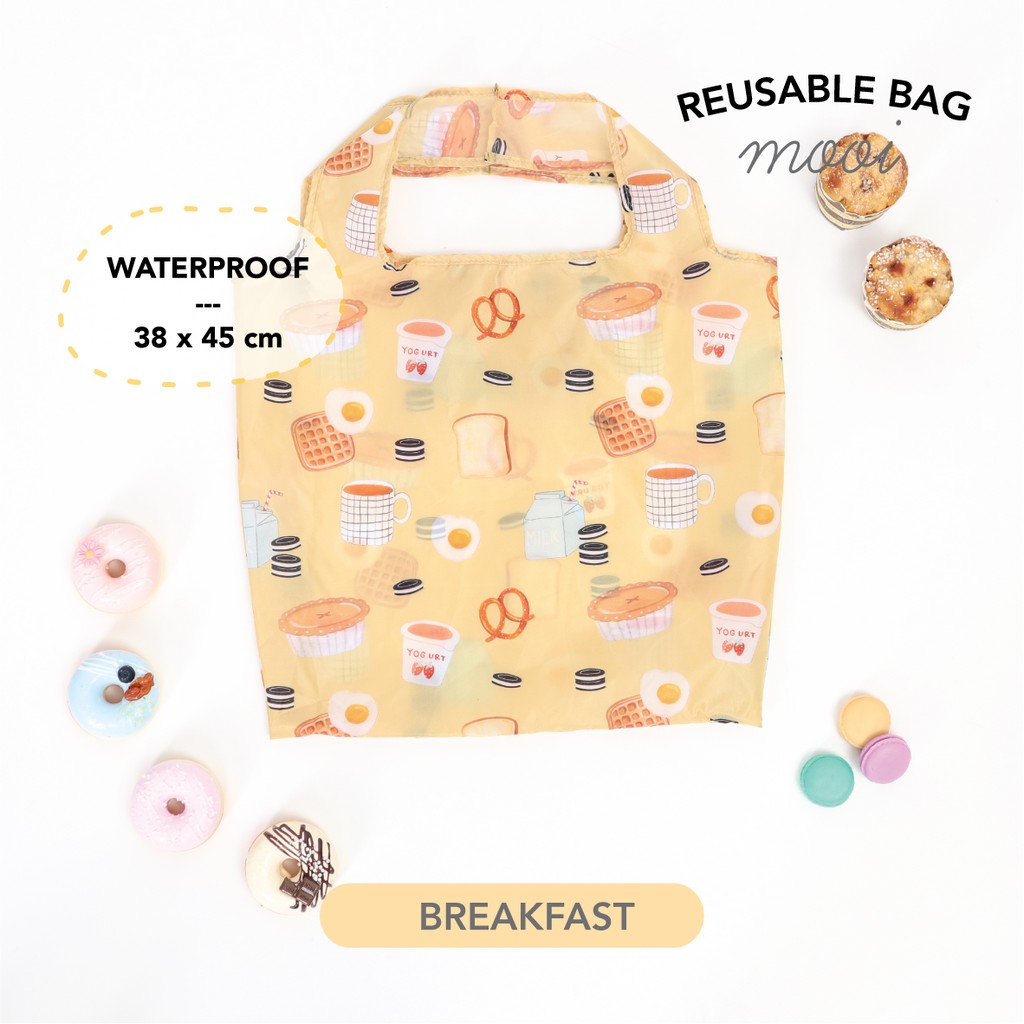 Mooi Reusable Bag Shopping Bag Printing-BREAKFAST