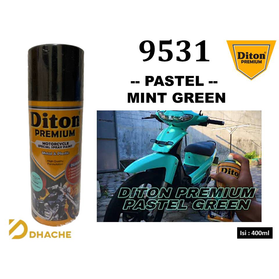 Cat Pilox Diton Premium 9531 Warna Pastel Hijau min Mint Green 400cc Pylok Semprot Aerosol Krayon Terbaru Bodi Mesin Velg