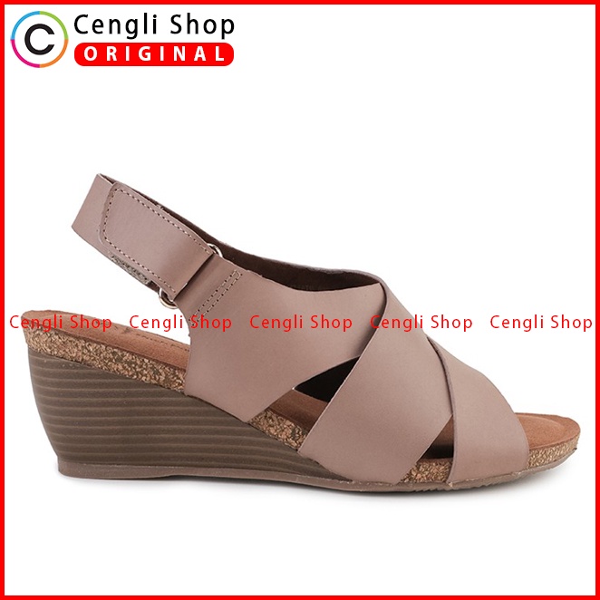 SANDAL WEDGES KULIT HUSH PUPPIES WANITA ORIGINAL SLINGBACK COKLAT HW34