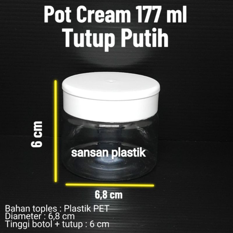 Pot cream 177ml / Pot jar 177ml / pot cream 177 ml Tutup Plastik Putih