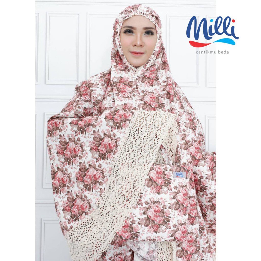 MUKENA AZALEA MILLY HITAM MOTIF BUNGA