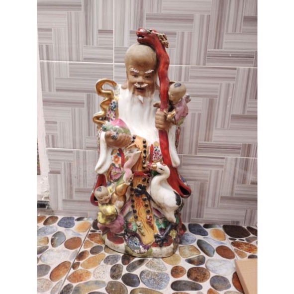 Patung Dewa Bumi Fu Lo So / Shou Xing Qi Keramik Kuno Jadul Antik