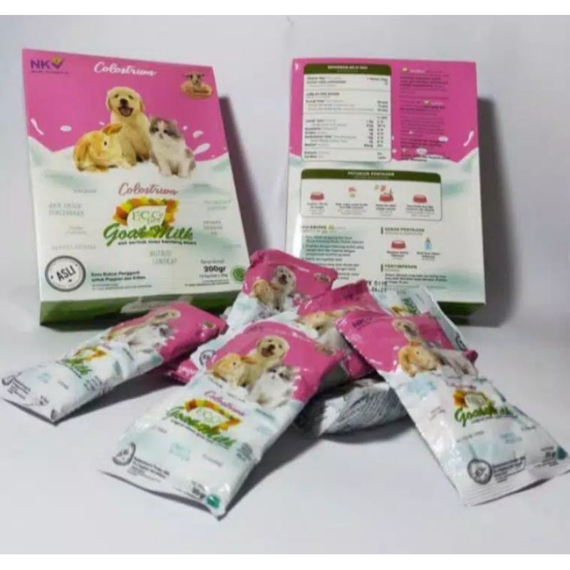 (1bok isi 10sachet) susu ecopet goat milk colostrum untuk anjing kucing dan kelinci
