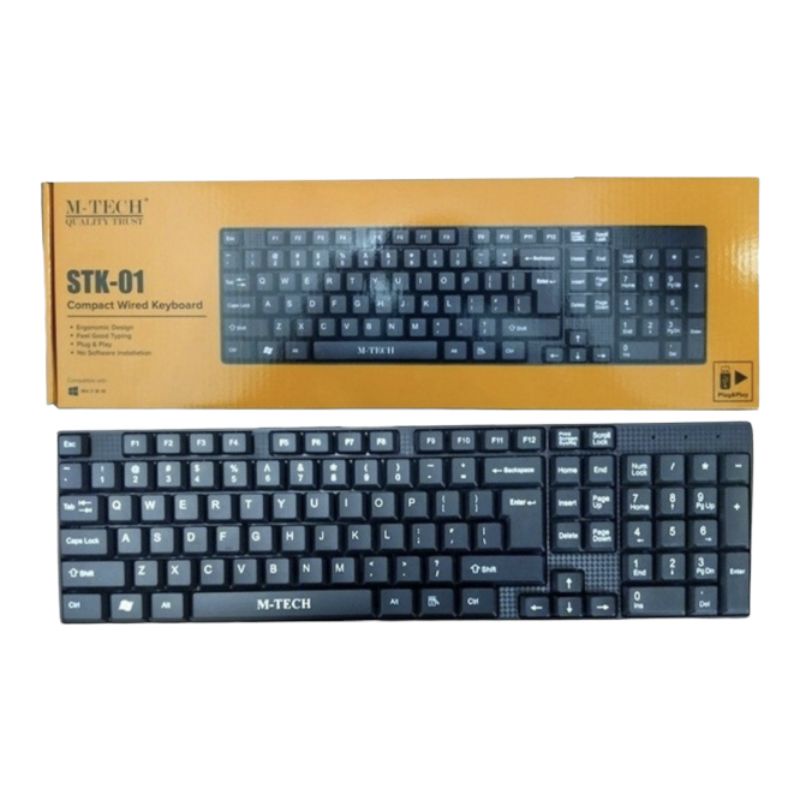 Keyboard USB Standar M-Tech Stk-01 Original for PC Laptop Hitam