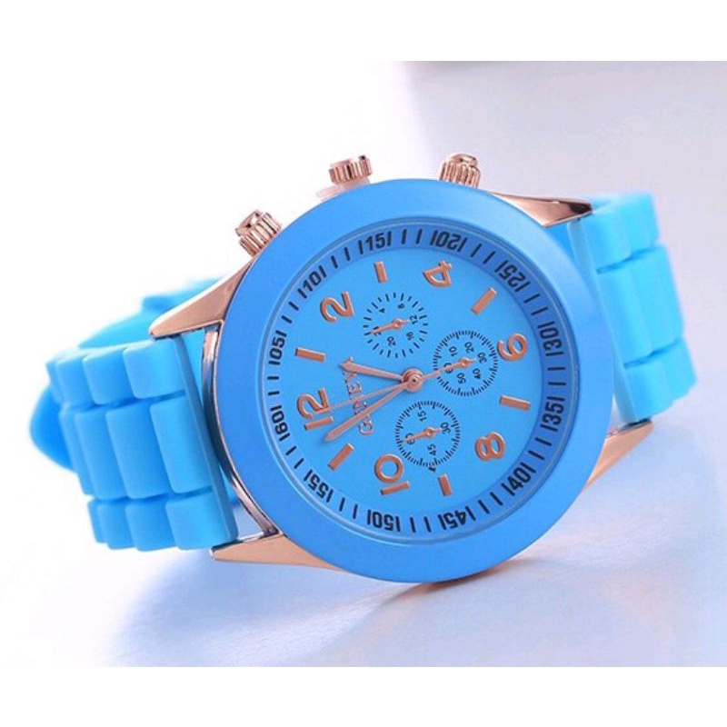 Jam Tangan Wanita Analog Geneva Rubber Fashion Casual Kekinian