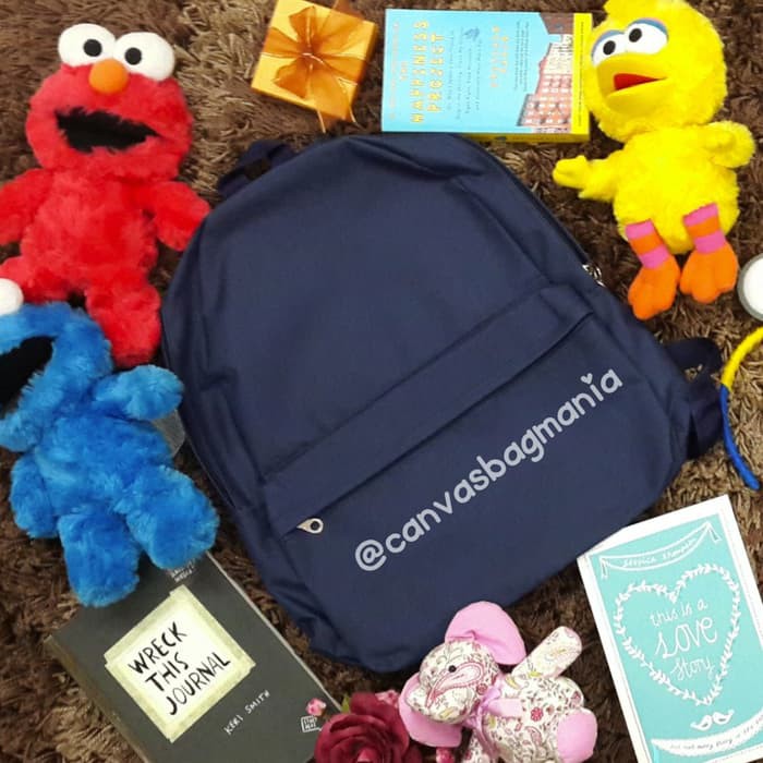 TAS RANSEL KANVAS POLOS UKURAN BESAR HARGA GROSIR (BIRU DONGKER)