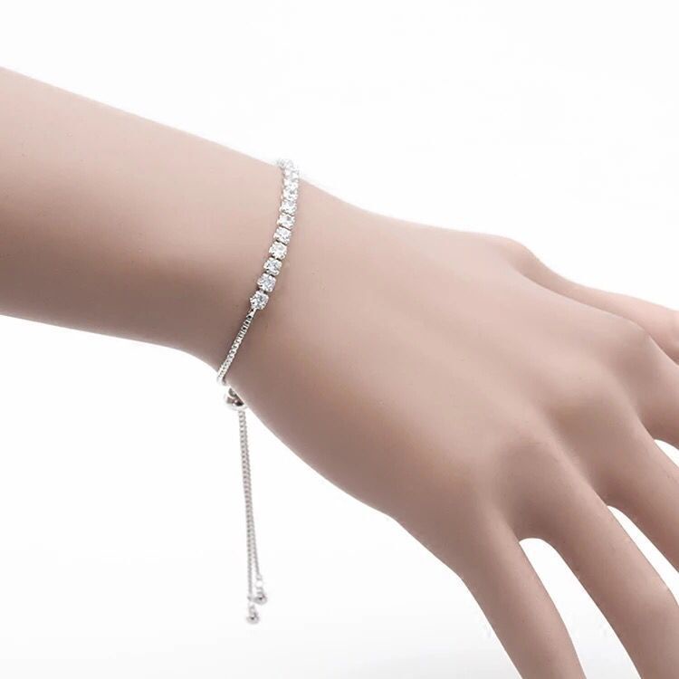 Gelang Berlian Imitasi Model Serut Adjustable Gaya Korea Untuk Wanita