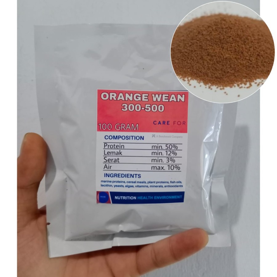 (100 GRAM) PELET ORANGE WEAN 300-500 FROM INVE / PELLET ORANGE