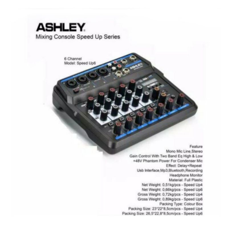 Mixer Ashley Speed Up 6 Original Bluetooth - USB recording 6 Channel
