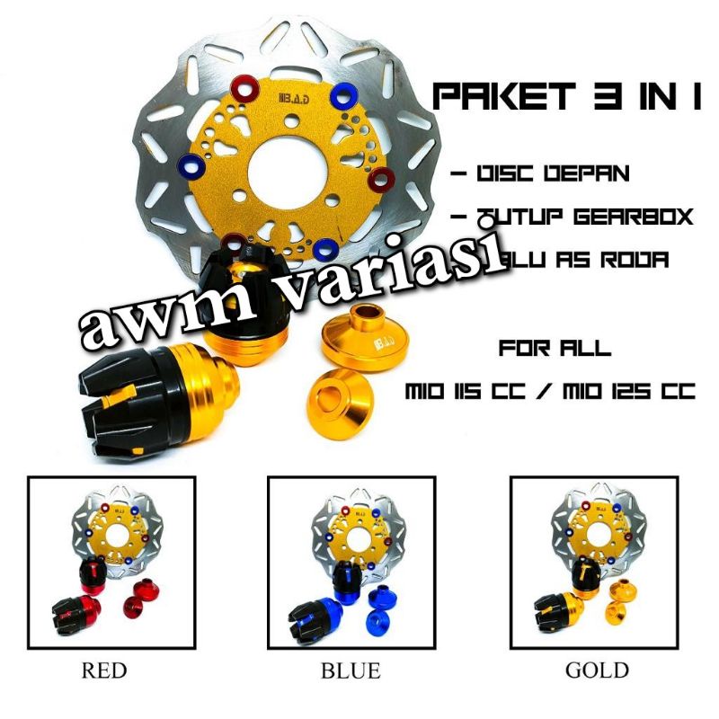 Paket 3 IN 1 Piringan/Dics Depan + Jalu As Naga + Gear Box MIO ,MIO J,FINO,BAET,VARIO,SCOOPY,VARIO 125,VARIO 150 NEW