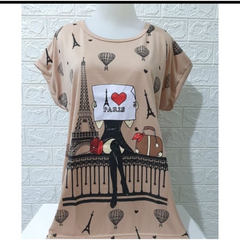 KAOS JUMBO GIRLS I LOVE PARIS HARGA GROSIR/KAOS WANITA DENGAN HARGA MURAH MERIAH