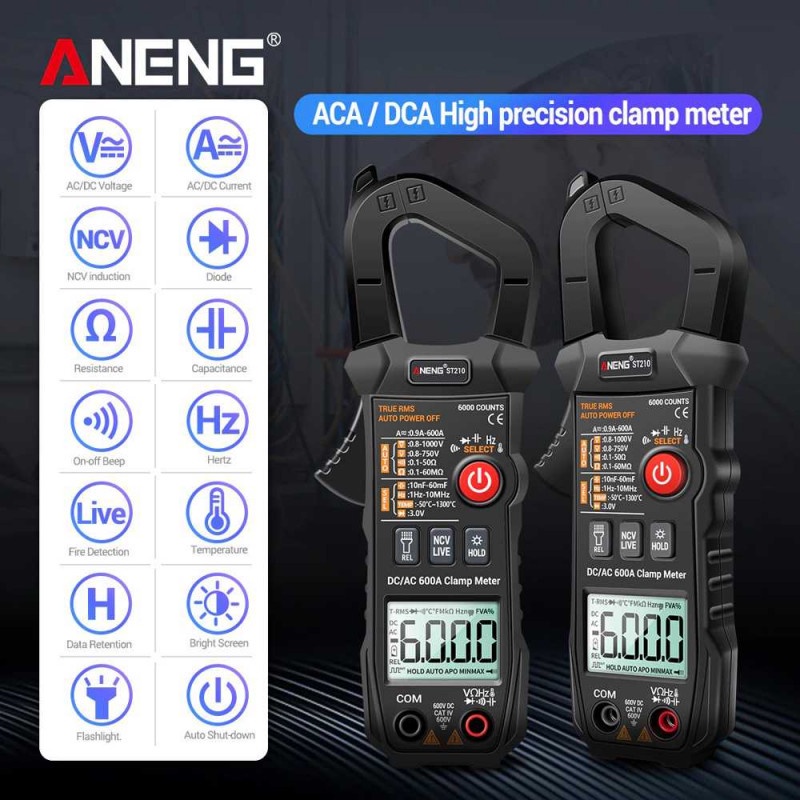 Tang Amper Ampere Set Digital Clamp Multimeter Voltage Tester LCD Ast