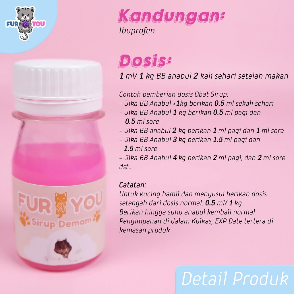 Fur You Sirup Demam untuk Menurunkan Panas Demam Anabul Kucing Suhu dan Demam Tinggi