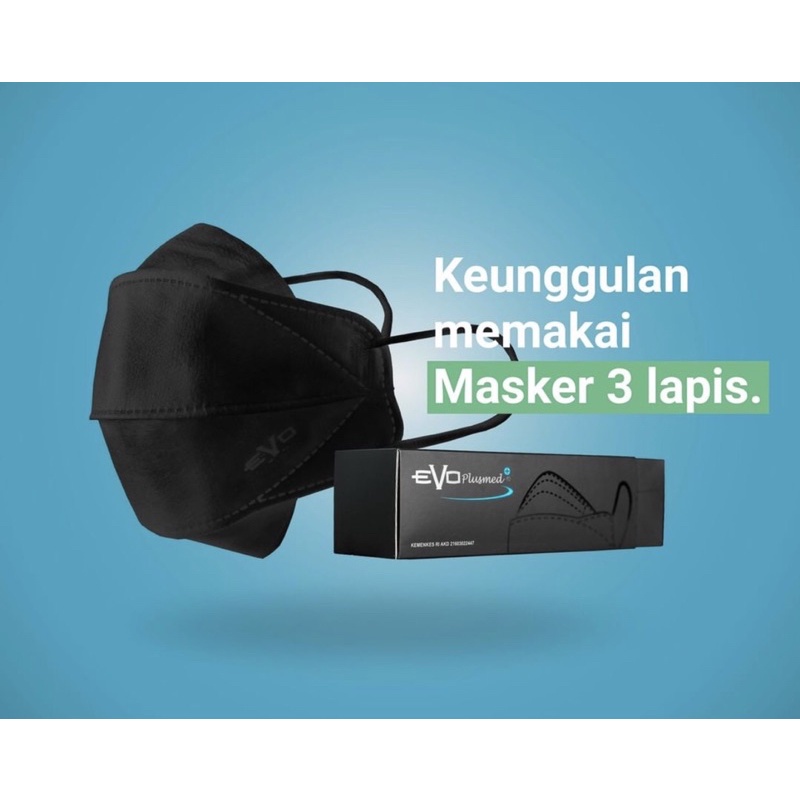 NEW Masker medis Evo Plusmed super “ ALL BLACK “ 4D LIMITED EDITION  terbaru termurah