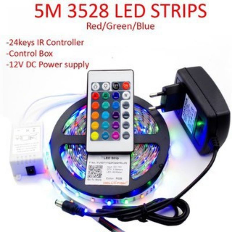 Barseda - Lampu Led Strip Selang 5 Meter RGB 220V 3528