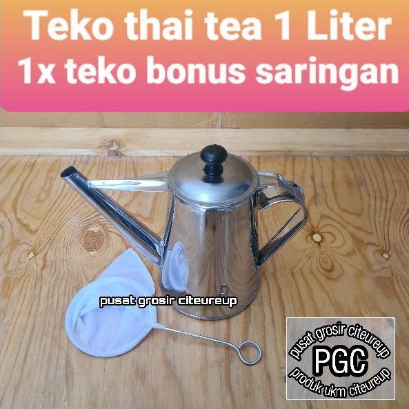 Termurah teko thai tea 1 liter bonus saringan - Teko kecil stainless