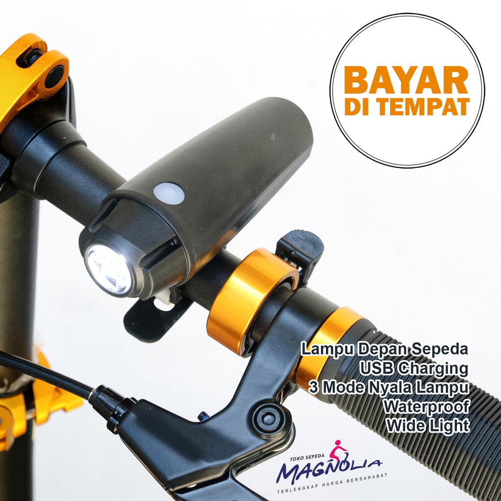 Lampu Senter Sepeda Safety Light LED Cas Charger USB Aksesoris Sepeda MTB Gunung Lipat CTB Anti Air