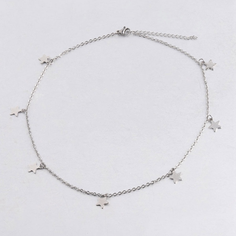 Kalung Choker Rantai Liontin Bintang Lima Sudut Gaya Korea Untuk Wanita