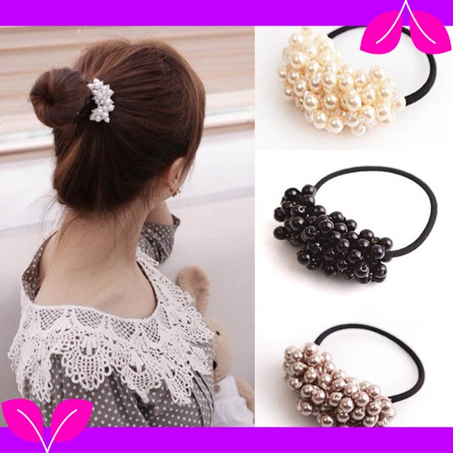 Ikat rambut mutiara anggur Korea Pearl Rubber Band Ikat Rambut Mutiara Anggur