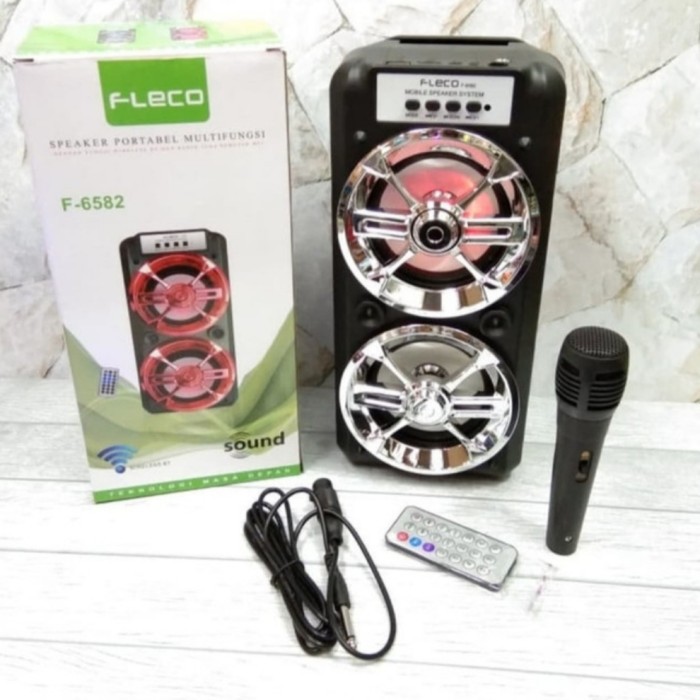 Speaker Bluetooth Portable FLECO F-6581/6582 Speaker Portable FLECO F-6581 (FREE MIC )
