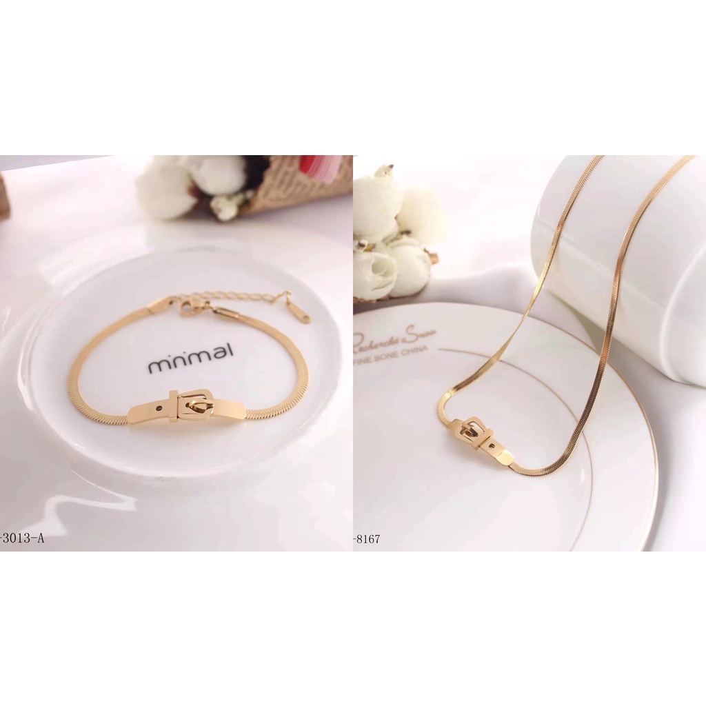 Set titanium gelang dan kalung perhiasan fashion3013,8167