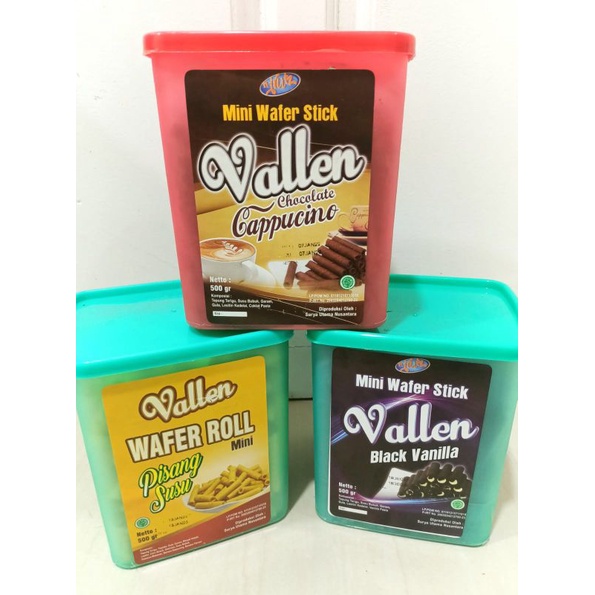 

vallen mini wafer stick / wafer roll 500g (kemasan toples plastik)