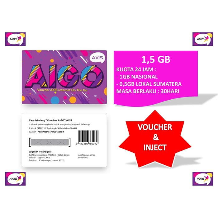 VOUCER KUOTA DATA AXIS 1,5GB 16 hari