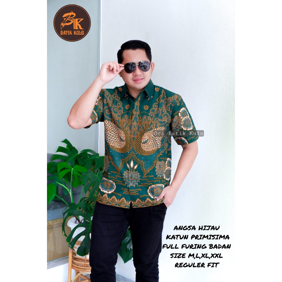 Batik pria lengan panjang HIJAU BOTOL modern ORIGINAL BAJU PREMIUM KEKINIAN SOLO MURAH TERBARU &quot;KULO&quot;