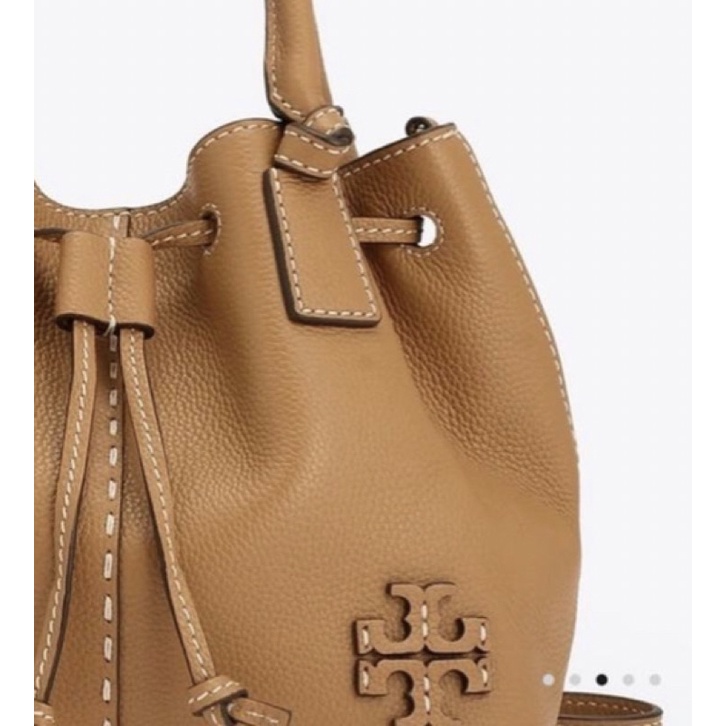 Tory Burch Mcgraw Small Drawstring Tiramisu Leather Satchels