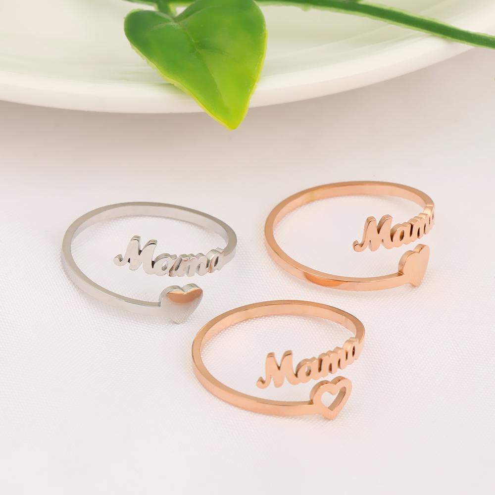 Lily Populer Aksesoris MAMA Hati Cincin Aadjustable