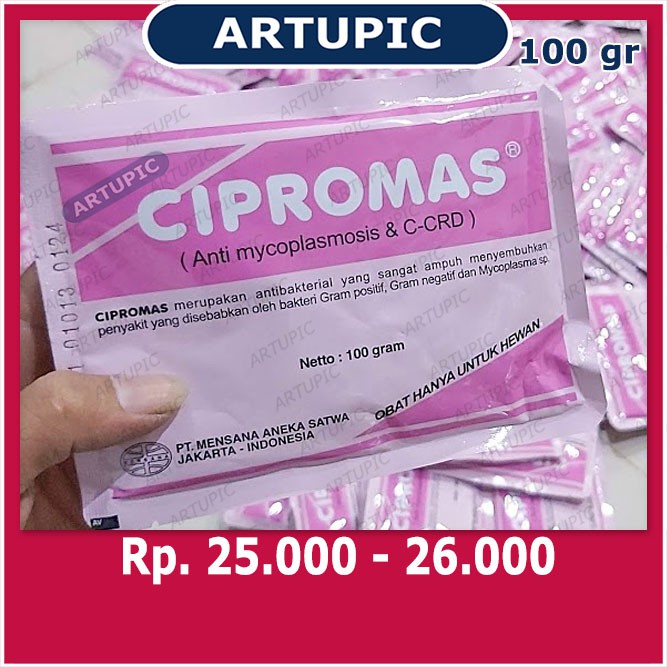 Cipromas 100 gram Obat Ayam Ternak Hewan Anti Mycoplasma CRD Snot Salmonela Cholera Kolera Coryza