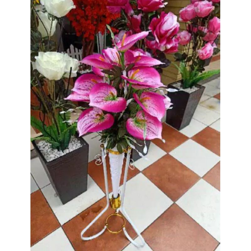 (Bunga saja) Bunga artificial anthurium, Amarilis, Aron panda, Bunga Lilly bunga sudut-6