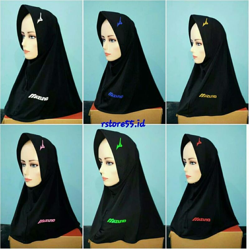 JILBAB SPORT LOGO MIZUNO FARIASI WARNA