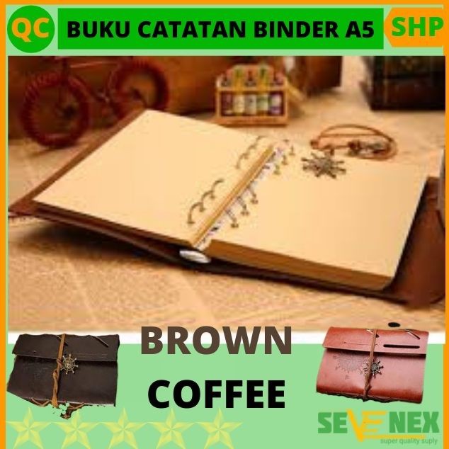 

Buku Catatan Binder Cover Kulit Retro Motif Kompas Ukuran A5 Diary book Notebook