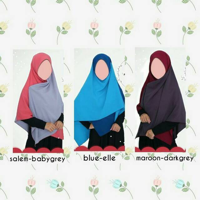 Segi empat wolfis kombinasi/ khimar syari / jilbab hijab 2 warna /  segiempat / two tone3