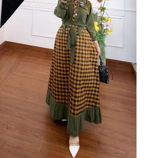 - Nila Set 2in1 Muslim Shakila Polos Mix Kotak Katun Import Fit S-XL Baju Setelan Atasan + Rok Wanit