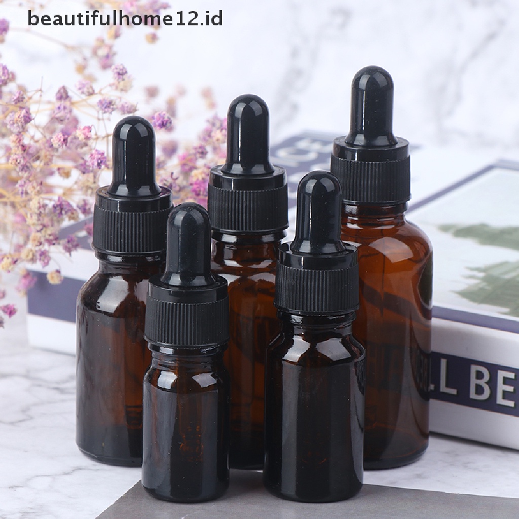 【beautifulhome12.id】 5/10/15/20/30ml Empty brown Glass Dropper Bottles with Pipette for Essential Oil .