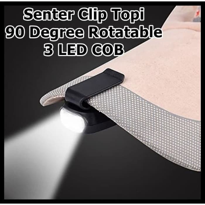 TaffLED Senter Clip Topi 90 Degree Rotatable 3 LED COB 3325 Black