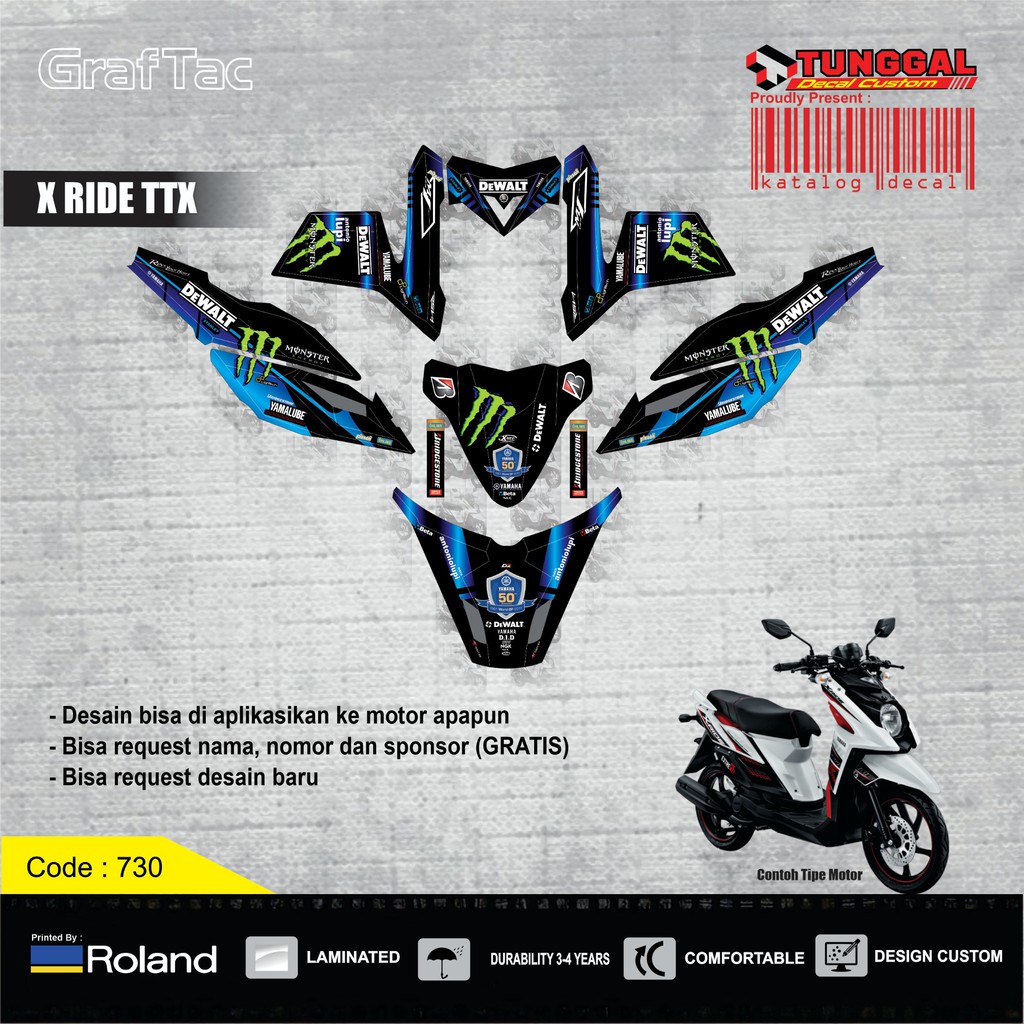 DECAL X RIDE MONSTER STIKER FULL BODY DESAIN BEBAS BISA REQUEST