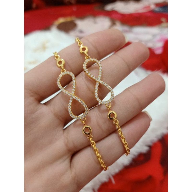 GELANG RANTAI NORI DEWASA PLAT MATA FULL PERAK 925 LAPIS MAS 24K