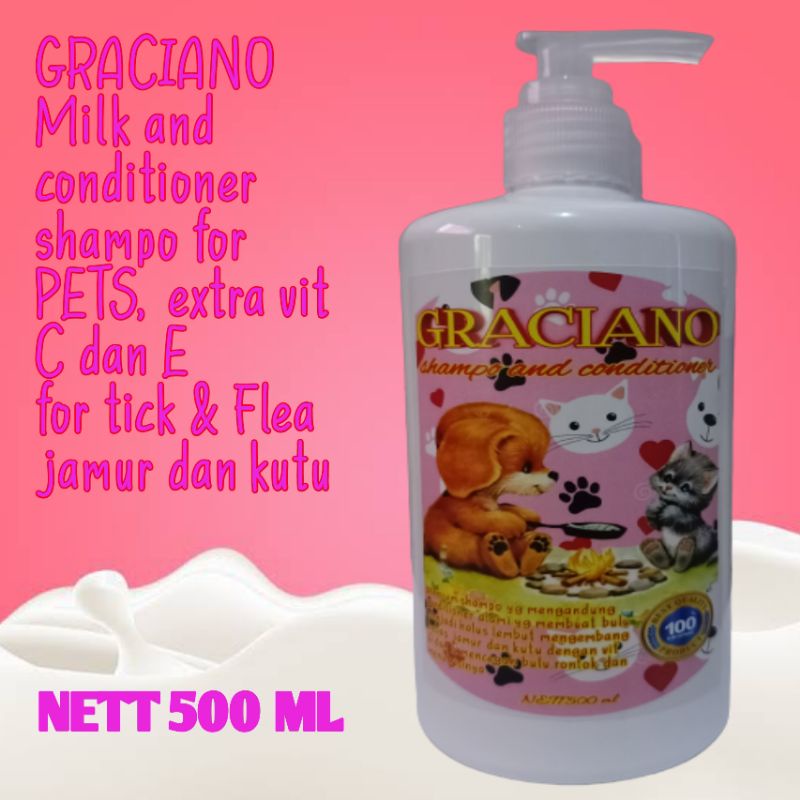 shampo kucing anjing 500ml extra milk shampo kontes menebalkan bulu mengembang menghaluskan memutihkan bulu anti jamur termurah flashsale kelinci musang sugar glider import