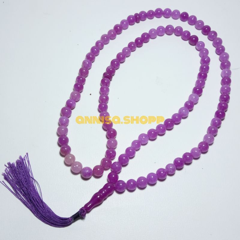 tasbih batu kecubung ungu bening 8mm 99butir original