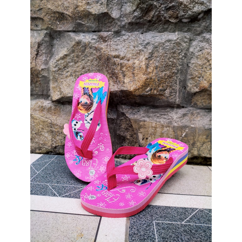 Sandal wedges anak Elsa anna tali bunga