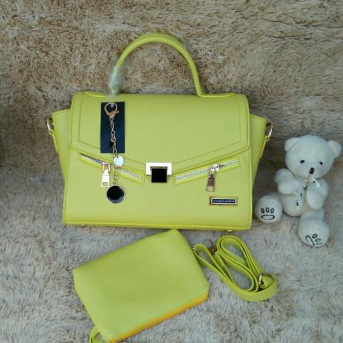 Tas Branded Charles Keith CK Ashanty Resleting Warna Kuning Lemon
