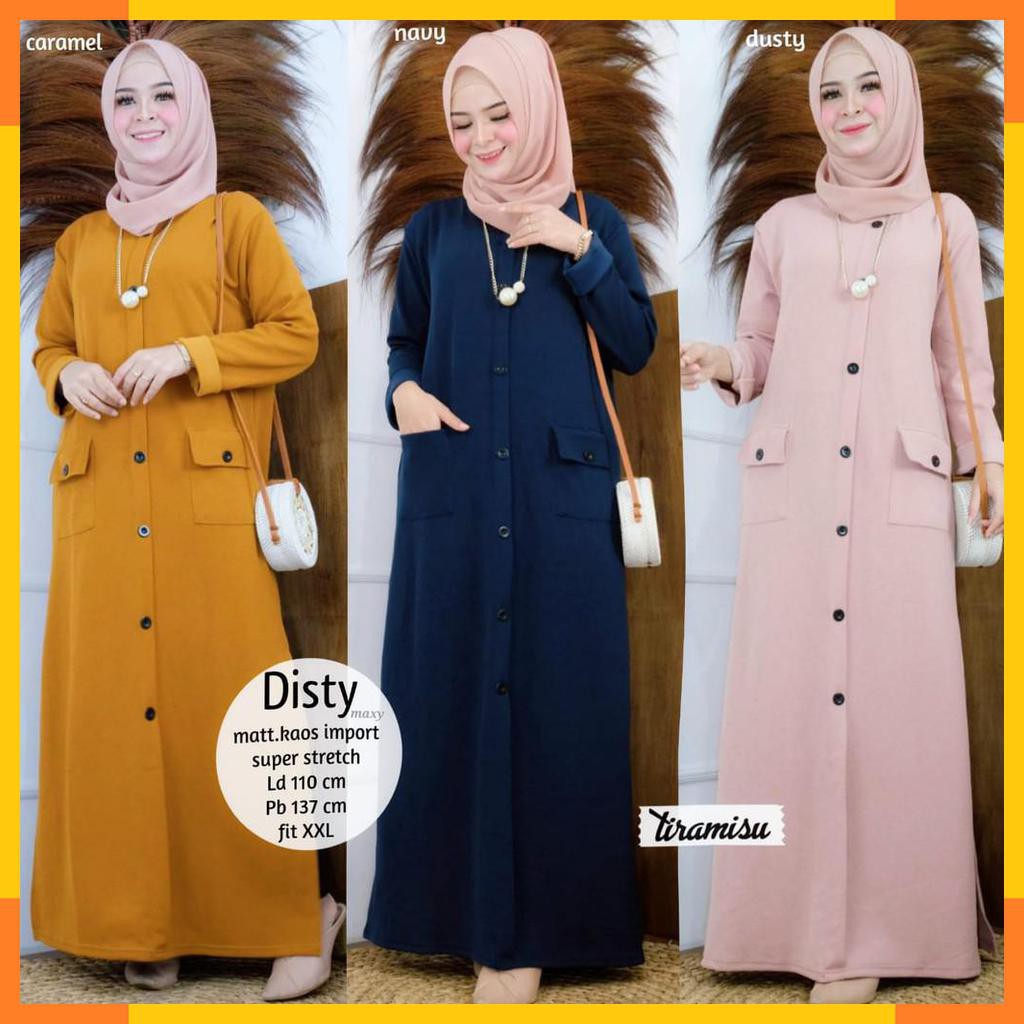 LONG DRESS. DISTY GAMIS FASHION MUSLIM WANITA. BY TIRAMISU