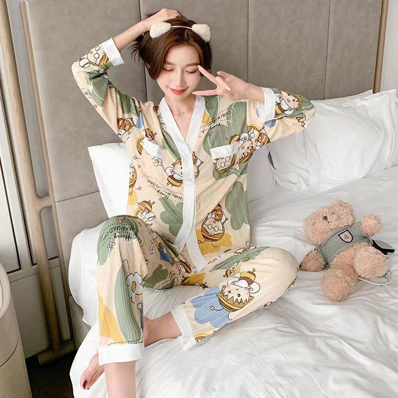 COD Stelan Import PP Kancing /Piyama Oversize lengan panjang/ Baju tidur Dewasa Wanita-08