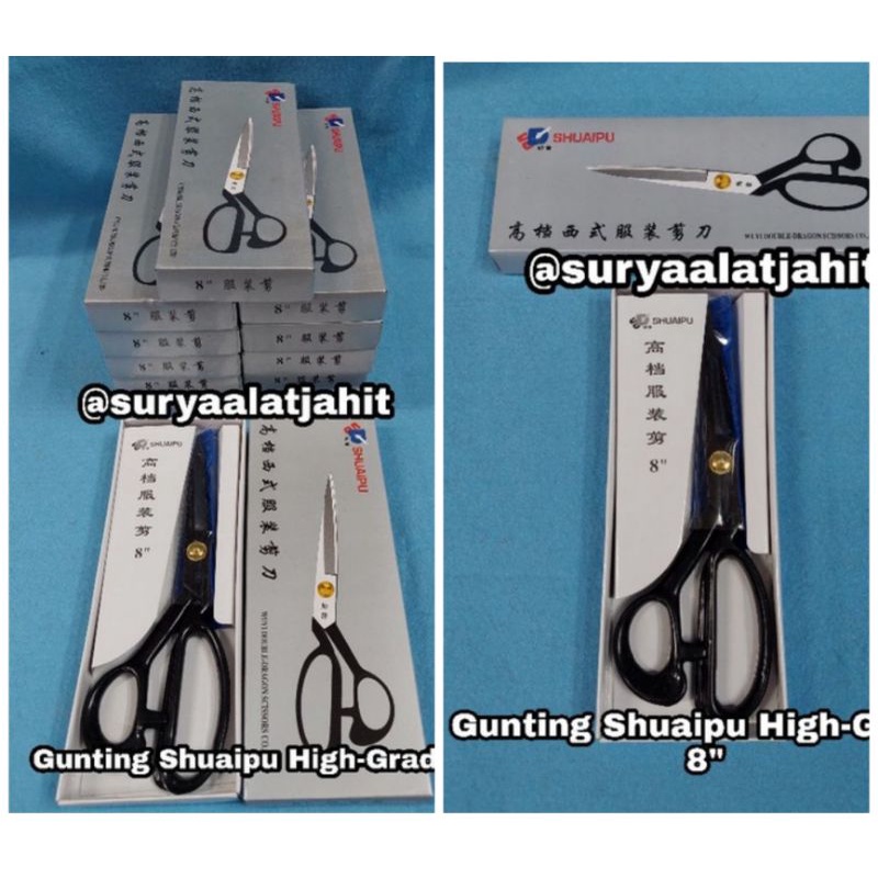 Gunting Shuaipu 8in/20cm Gagang dilapis karet hitam rp.46.500/1pcs