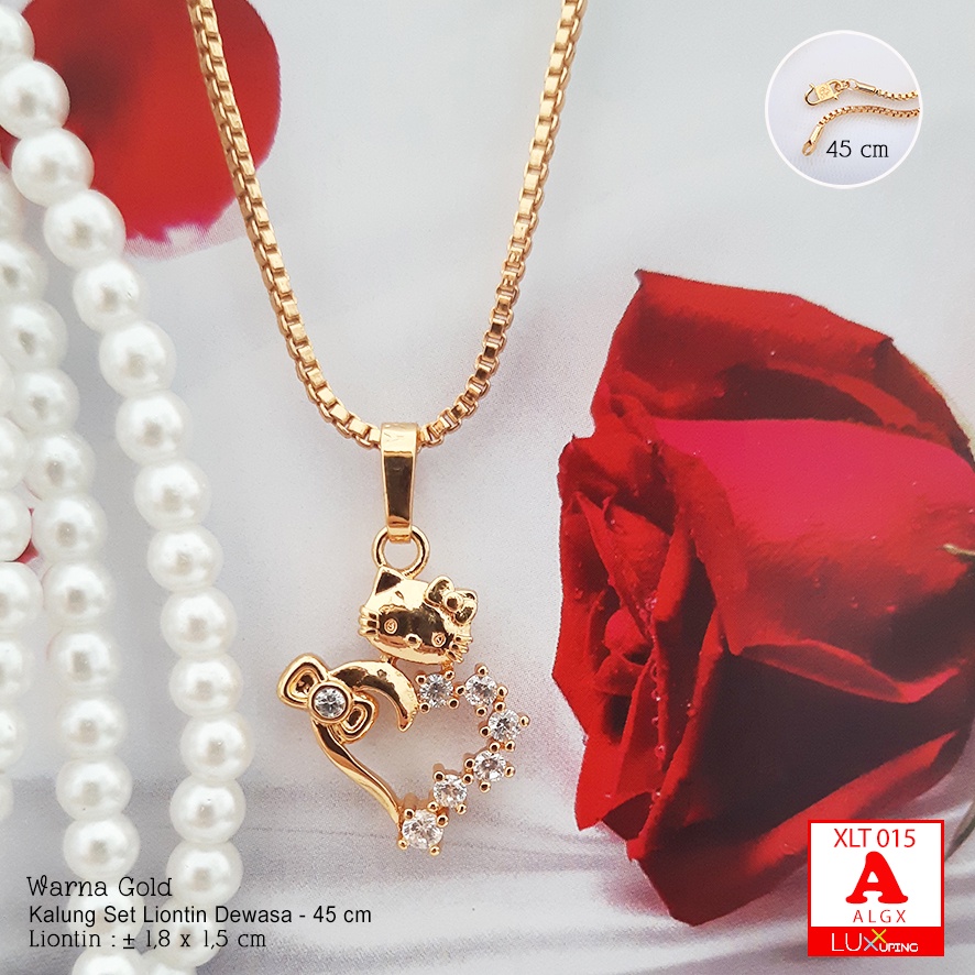 XLT 015 Kalung Liontin Hello Kitty Rantai italy Panjang 45 cm Perhiasan Kalung Xuping Lapis Emas Anti Karat Luxx Xuping