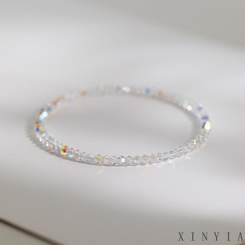 Xia.id Gelang Tangan Wanita Manik Kristal Kaca Imitasi Simple 4mm