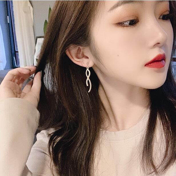 925 jarum perak kepribadian Fashion cross kurva anting-anting baru trendi Korea anggun online influe